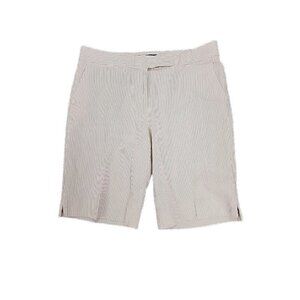 Talbots Shorts Womens Khaki White Striped Bermuda Shorts 8